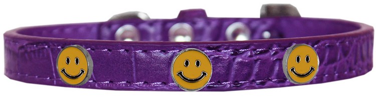 Happy Face Widget Croc Dog Collar Purple Size 16